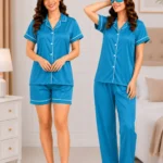 4-pcs Satin Night Suit Seagreen
